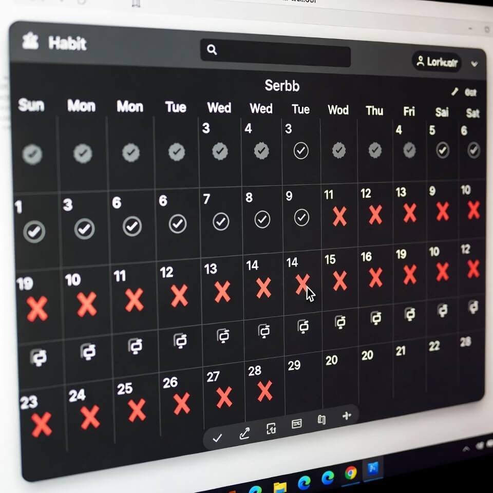 Habit tracker screenshot full of angry red X streaks